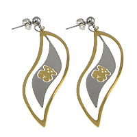 Stainless Steel Drop Earring, 304 Stainless Steel, Horse Eye, plated, two tone, 74mm 