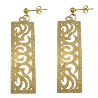 Stainless Steel Drop Earring, 304 Stainless Steel, Rectangle, gold color plated, stardust, 60mm 