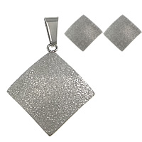 Fashion Stainless Steel Jewelry Sets, 304 Stainless Steel, pendant & earring, Rhombus, stardust, original color  Approx 