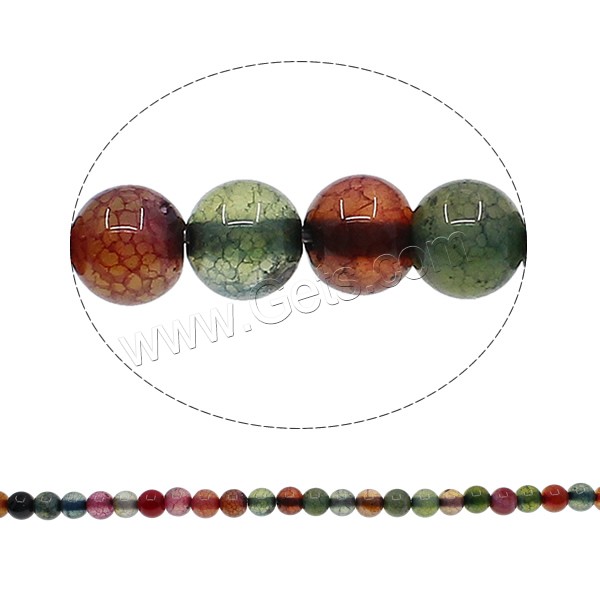 Natural Crackle Agate Bead, Round, different size for choice, multi-colored, Hole:Approx 1mm, Length:Approx 15.3 Inch, Sold By Strand