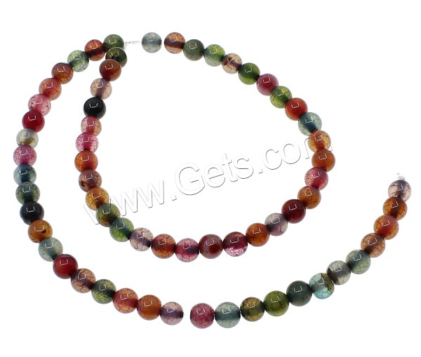 Natural Crackle Agate Bead, Round, different size for choice, multi-colored, Hole:Approx 1mm, Length:Approx 15.3 Inch, Sold By Strand