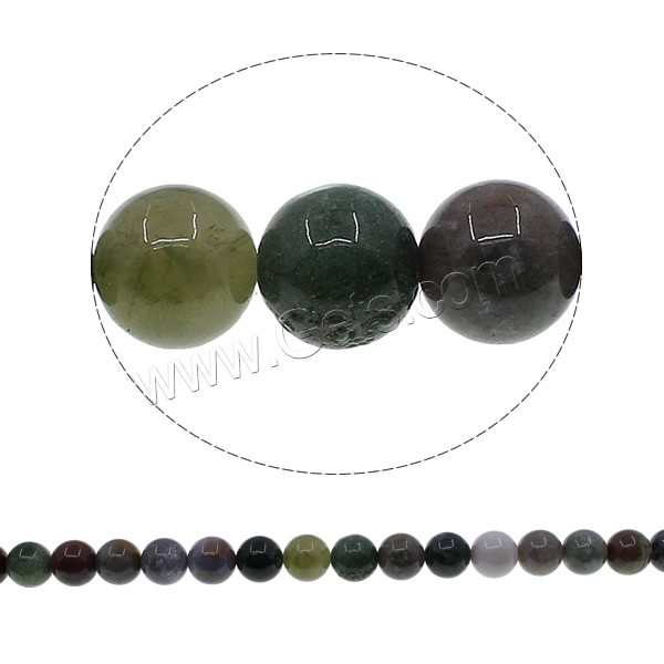 Perles en pierre d'agate mousse naturelle, Rond, normes différentes pour le choix, Trou:Environ 1mm, Longueur:Environ 15.7 pouce, Vendu par brin