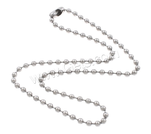 Fashion Stainless Steel Necklace Chain, different size for choice & ball chain, original color, Length:24 Inch, Sold By Strand