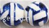 Blue and White Porcelain Beads, Round, hand drawing .5 Inch 
