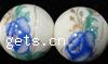 Aufkleber Porzellan Perlen, rund, verschiedene Größen vorhanden & mit Blumenmuster, Länge:15 ZollInch, verkauft von Strang