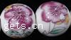Aufkleber Porzellan Perlen, rund, verschiedene Größen vorhanden & mit Blumenmuster, Länge:15 ZollInch, verkauft von Strang