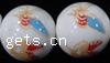 Aufkleber Porzellan Perlen, rund, verschiedene Größen vorhanden & mit Blumenmuster, Länge:14 ZollInch, verkauft von Strang