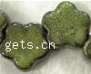 Blume Porzellan Perlen, 5 Blütenblatt, grün, 23x23x10mm, Bohrung:ca. 2.5-3mm, Länge:16 ZollInch, 20PCs/Strang, verkauft von Strang