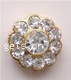 Flower Zinc Alloy Connector, plated, with Mideast rhinestone & 2/2 loop 