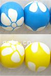 Polymer Clay Jewelry Beads, Rondelle, with flower pattern 