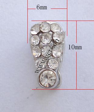 Brass Pinch Bail, Teardrop, plated, with rhinestone, more colors for choice, lead & cadmium free, 6x10x6mm, Sold By PC
