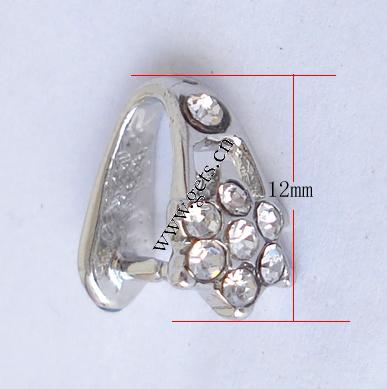 Brass Pinch Bail, Leaf, plated, with rhinestone, more colors for choice, lead & cadmium free, 12x6x10mm, Sold By PC