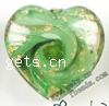 Gold Foil Lampwork Beads, Heart, inner spiral design, 20x20x10mm, Sold by PC