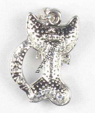 Zinc Alloy Animal Pendants, Cat, plated, with rhinestone, more colors for choice, 22x16mm, Sold By PC