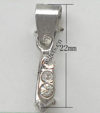Brass Pinch Bail, plated, with rhinestone, more colors for choice, 22x3.5x8mm, Length:45 , Sold By PC