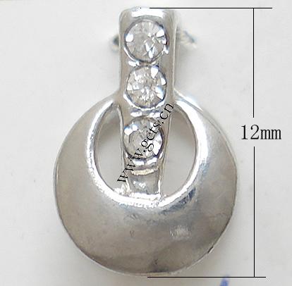 Brass Pinch Bail, Donut, plated, with rhinestone, more colors for choice, 12x8x6mm, Sold By PC