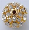 Ball Rhinestone Spacer, Brass, Round, plated, with Mideast rhinestone 22mm Approx 2mm 