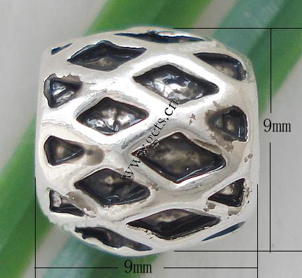 Perles European en alliage de zinc, tambour, Placage, sans filetage, plus de couleurs à choisir, 9x9mm, Trou:Environ 4mm, Vendu par PC