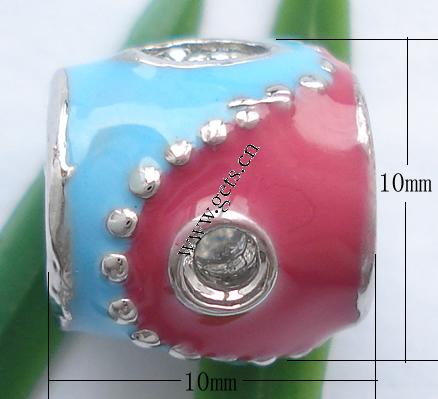 Emaille Zink Legierung Europa Perlen, Zinklegierung, Trommel, plattiert, ohne troll & großes Loch, keine, 10x10mm, Bohrung:ca. 4mm, verkauft von PC