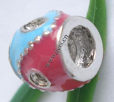 Enamel Zinc Alloy European Beads, Drum, plated, without troll & large hole, more colors for choice, 10x10mm, Hole:Approx 4mm, Sold By PC