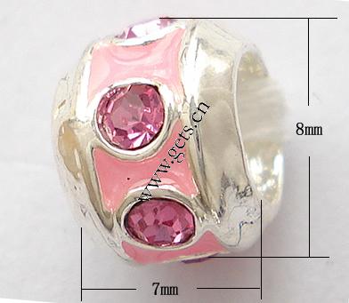 Enamel Zinc Alloy European Beads, Rondelle, plated, without troll & large hole, more colors for choice, 8x7mm, Hole:Approx 4mm, Sold By PC
