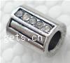 Rhinestone Zinc Alloy European Beads, Tube, plated, without troll & with rhinestone Approx 5mm 