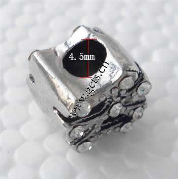 Rhinestone Zinc Alloy European Beads, Nuggets, plated, without troll & with rhinestone, more colors for choice, 12x10x10mm, Hole:Approx 4.5mm, Sold By PC