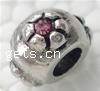 Rhinestone Zinc Alloy European Beads, Drum, plated, with flower pattern & without troll & with rhinestone Approx 4.5mm 
