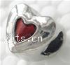 Enamel Zinc Alloy European Beads, Heart, plated, without troll & large hole Approx 5mm 