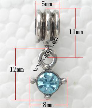 Zinc Alloy European Pendants, plated, more colors for choice, 23x8mm, Hole:Approx 4.5mm, Sold By PC