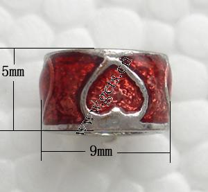Émail Zinc Alloy European Beads, alliage de zinc, tube, Placage, sans filetage & émail & grand trou, plus de couleurs à choisir, 5x9mm, Trou:Environ 4.5mm, Vendu par PC