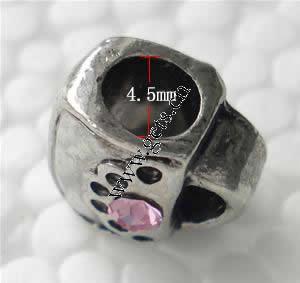 Rhinestone Zinc Alloy European Beads, Handbag, plated, without troll & with rhinestone, more colors for choice, 10x9x9mm, Hole:Approx 4.5mm, Sold By PC