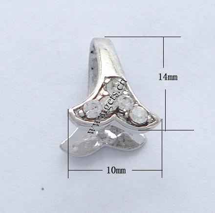 Brass Pinch Bail, plated, with rhinestone, more colors for choice, 14x10mm, Sold By PC