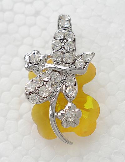 Brass Donut Pendant Bail, Butterfly, plated, with rhinestone, more colors for choice, 32x17mm, Sold By PC