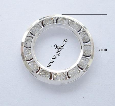 Espaciador de la forma rueda del diamante de imitación, metal, Donut, chapado, con diamantes de imitación, más colores para la opción, 15mm, Vendido por UD