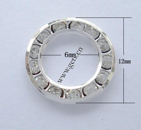 Espaciador de la forma rueda del diamante de imitación, metal, Donut, chapado, con diamantes de imitación, más colores para la opción, 12mm, Vendido por UD
