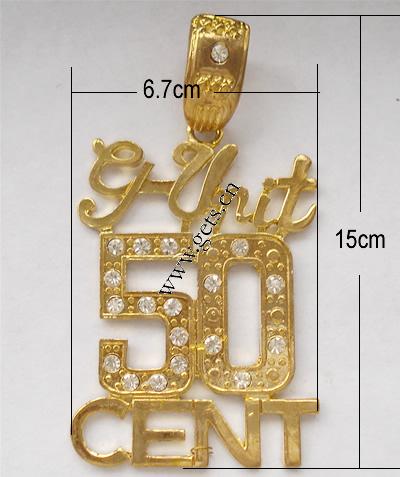 Metal Alloy Alphabet Pendants, plated, more colors for choice, 6.7x15cm, Sold By PC