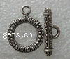 Zinc Alloy Toggle Clasp, Round, plated, textured & single-strand 
