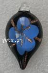 Murano Lampwork Pendant,Inner Flower, Leaf, 22x38x11mm, Sold by PC