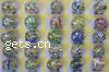 Gold Foil Lampwork Beads, oval, with inner flower pattern 