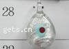 19x31x12mm Silver Foil Eye Lampwork Glass Pendant