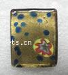 Murano Lampwork Pendant,Gold Foil, Rectangle, 30x36mm, Sold by PC