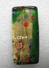 Murano Lampwork Pendant,Gold Foil, Rectangle, 21X44mm, Sold by PC