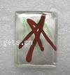 Murano Lampwork Pendant,Silver Foil, Rectangle, 30x38mm, Sold by PC