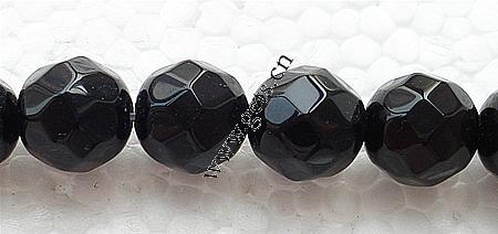 Black Stone Bead, Round, more sizes for choice & handmade faceted, Length:16 Inch, Sold By Strand
