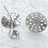 Brass Earring Stud Component, Flat Round, plated, hollow [
