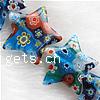 Millefiori Glass Beads, Star, with flower pattern, mixed colors Inch 