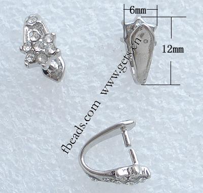 Brass Pinch Bail, Flower, plated, with rhinestone, more colors for choice, 12x6mm, Sold By PC