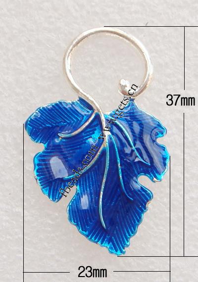 Zinc Alloy Leaf Pendants, plated, enamel, more colors for choice, 37x23mm, Sold By PC