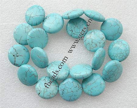 Dyed Natural Turquoise Beads, Flat Round, different size for choice, light blue, Length:16 Inch, Sold By KG
